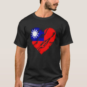 Camiseta Cute Heart Bandera de Taiwán Me encanta Taiwán  Ta