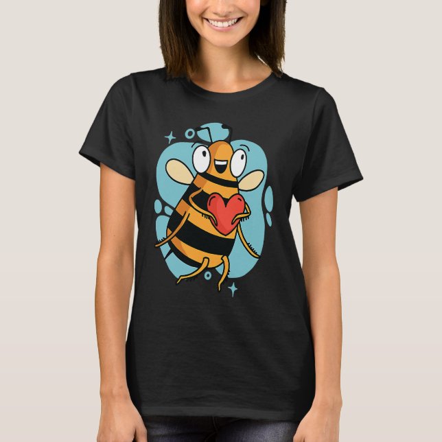 Camiseta Cute Heart Bee Beekeeper Valentine's Day (Anverso)