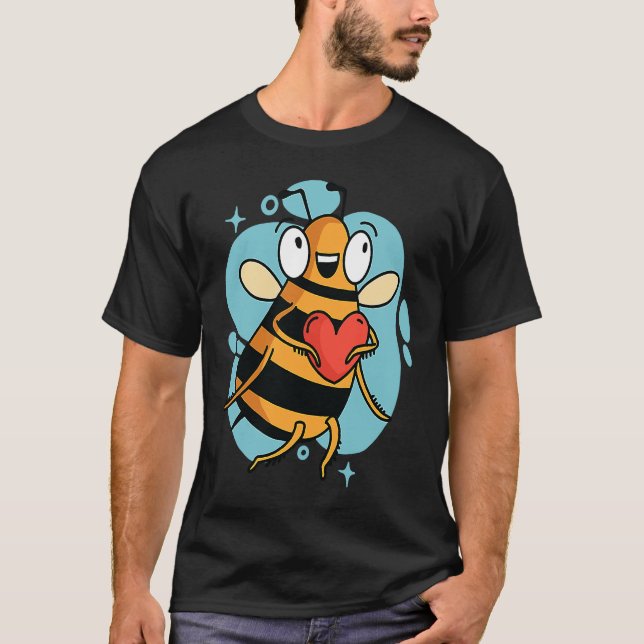 Camiseta Cute Heart Bee Beekeeper Valentine's Day (Anverso)