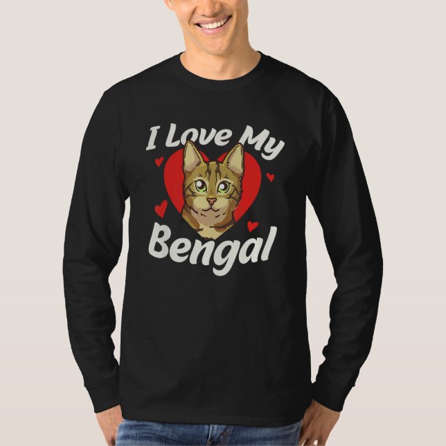 Camiseta Cute Heart Cat  I Love My Bengal (Anverso)