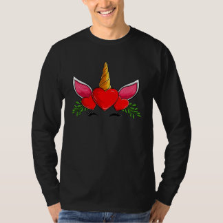 Camiseta Cute Heart Face Unicorn Apparel Valentines Day Wom