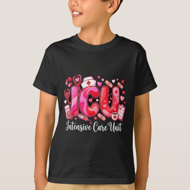 Camiseta Cute Hearts Icu Valentine Nurse Valentines Day Shi (Anverso)