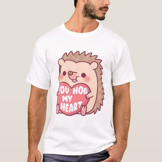 Camiseta Cute Hedgehog Abrazando el corazón, me atormentas  (Anverso)