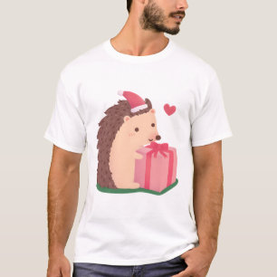 Camiseta Cute Hedgehog Abrazando regalo de Navidad