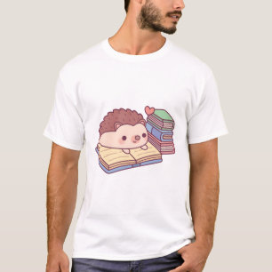 Camiseta Cute Hedgehog Leyendo Un Libro