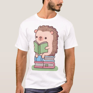 Camiseta Cute Hedgehog Leyendo Un Libro