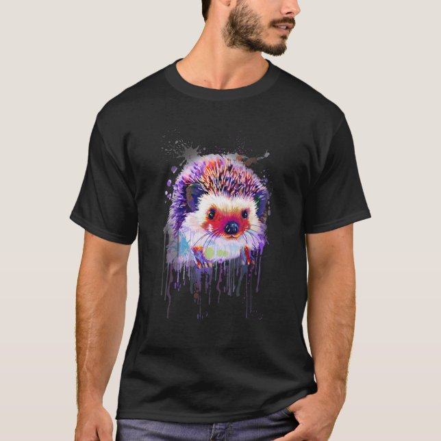 Camiseta Cute Hedgehog Looking Into Your Eyes Splash Art (Anverso)