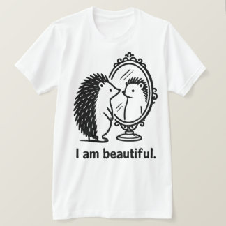Camiseta Cute Hedgehog Self-Love Mirror – "I Am Beautiful"