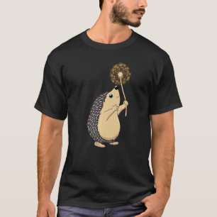 Camiseta Cute Hedgehog Sujetando Una Flor De Dandelion