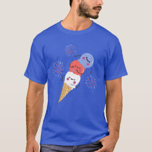 Camiseta Cute Helado Crema Bandera Estadounidense Color 4 D