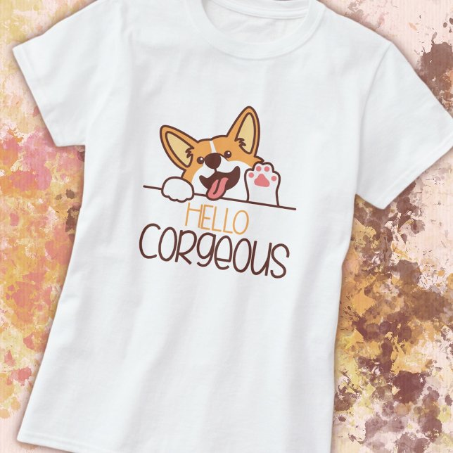 Camiseta Cute Hello Corgi Dog (Subido por el creador)