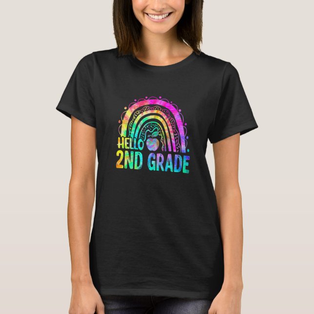 Camiseta Cute Hello De 2º Grado De Arco Iris Tye De Vuelta  (Anverso)