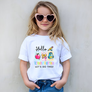 Camiseta Cute Hello Kindergarten Preppy