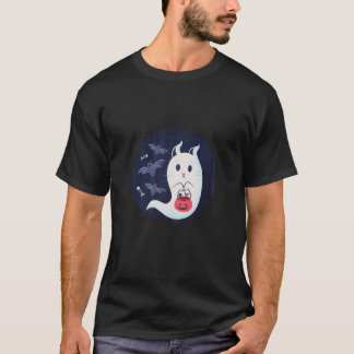 Camiseta Cute Helloween Ghost Kitten T Shirhost Gato T Sh