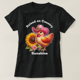 Camiseta Cute Hen en Gorra rosa con girasol brillante