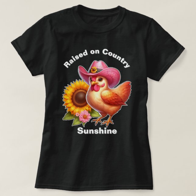 Camiseta Cute Hen en Gorra rosa con girasol brillante (Diseño del anverso)