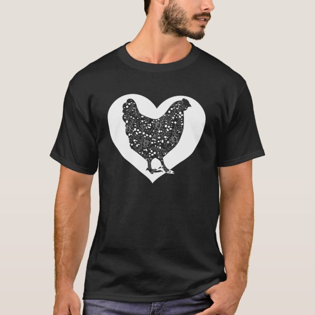 Camiseta Cute Hen que ama a los pollos Guay White Heart Vin (Anverso)