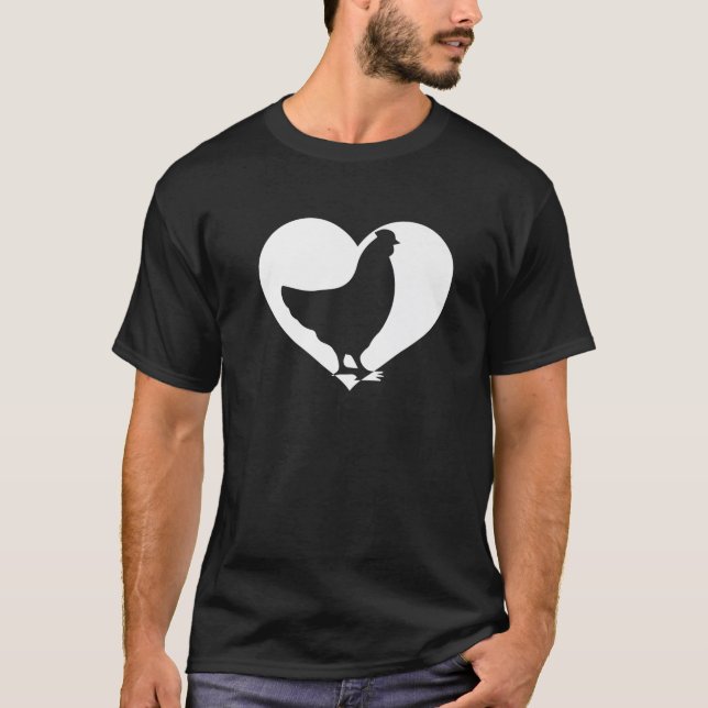 Camiseta Cute Hen que ama a los pollos Guay White Heart Vin (Anverso)