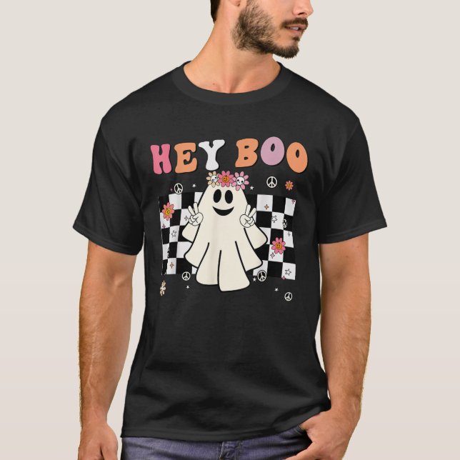 Camiseta Cute Hey Boo Ghost Women Girl Toddler Funny Hallow (Anverso)