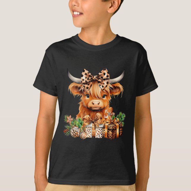 Camiseta Cute Highland Cow Christmas Santa Highland Cow Lov (Anverso)