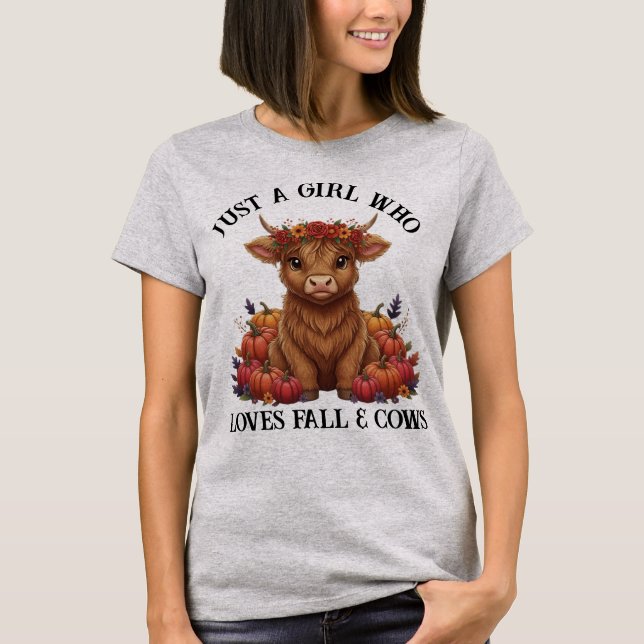 Camiseta Cute Highland Cow & Pumpkins T-Shirt (Anverso)
