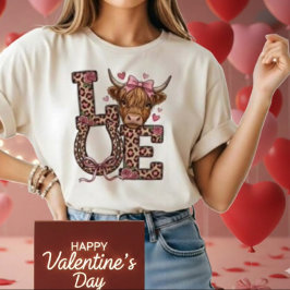 Camiseta Cute Highland Cow Valentine Love