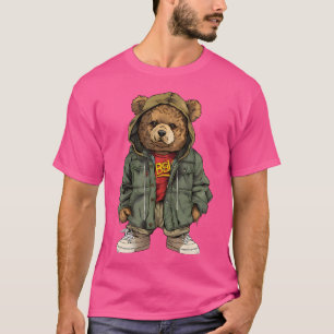 Camiseta Cute Hip-Hop Teddy Bear Streetwear Diseño