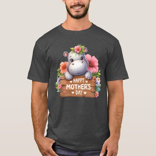 Camiseta Cute Hippo Feliz Día de la Madre niño (Anverso)