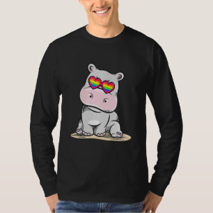 Camiseta Cute Hippo Gafas de sol Arcoiris Gay Pride Cosas L