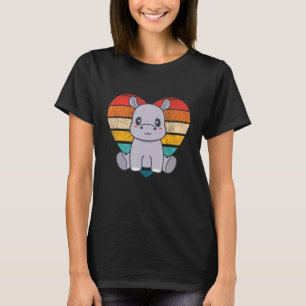 Camiseta Cute Hippos Retro Forma Cardíaca Vintage