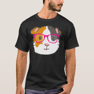 Camiseta Cute Hipster Guinea Pig Hamster In Pink Eye Glasse