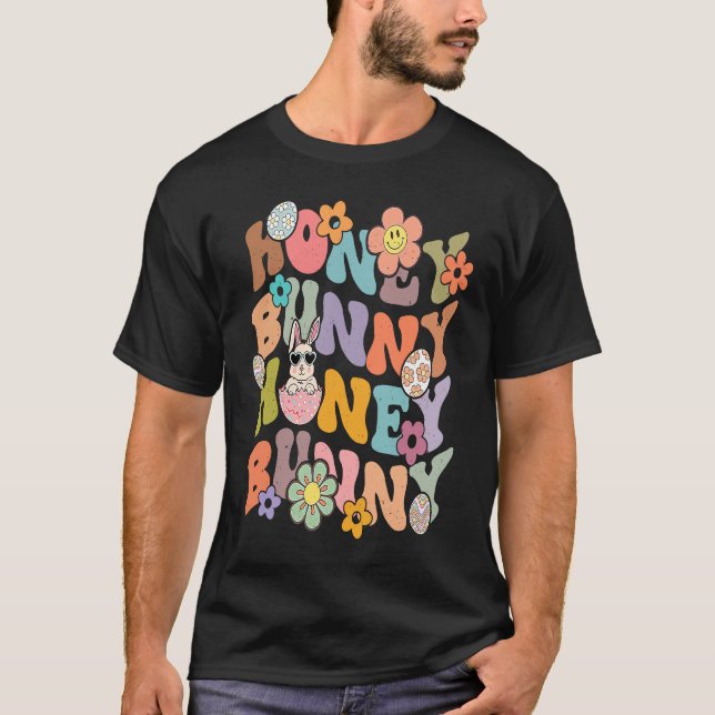 Camiseta Cute Honey Bunny Retro Easter Day Couple Husband W (Anverso)