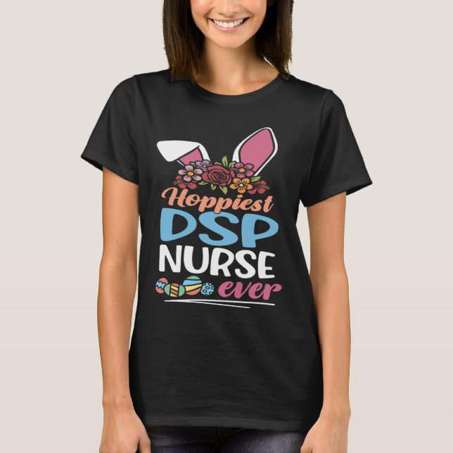 Camiseta Cute Hoppiest DSP Nurse Ever Bunny Ear Red Plaid E (Anverso)