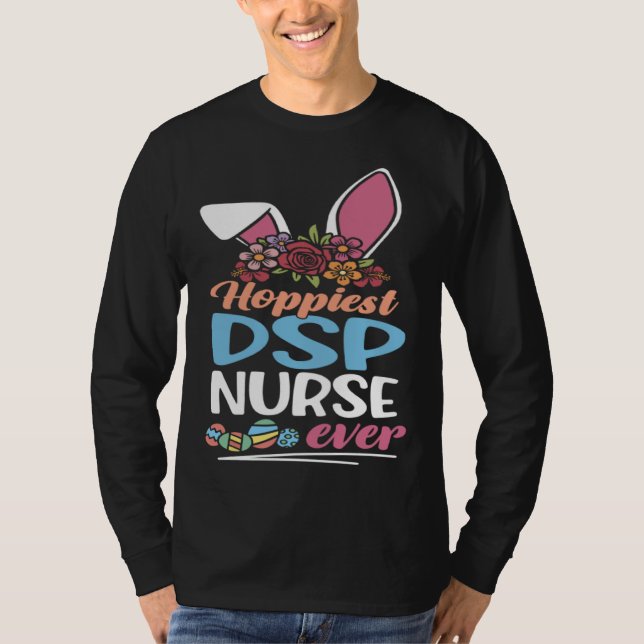 Camiseta Cute Hoppiest DSP Nurse Ever Bunny Ear Red Plaid E (Anverso)