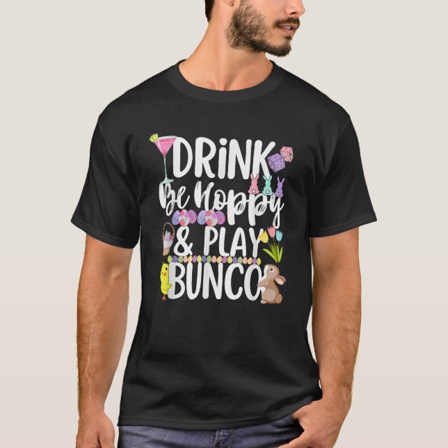 Camiseta Cute Hoppy Easter Bunco Drinking Group Matching  (Anverso)