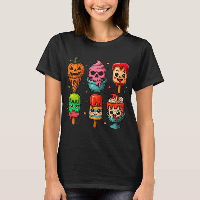 Camiseta Cute Horror Helado de Verano de Paleta de Hallowee (Anverso)