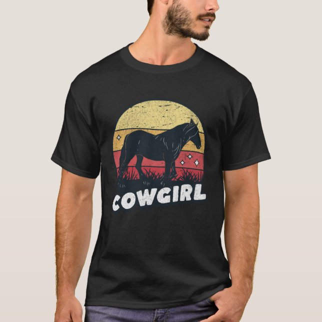 Camiseta Cute Horse Cowgirl Western Horse Rider Trail Barre (Anverso)