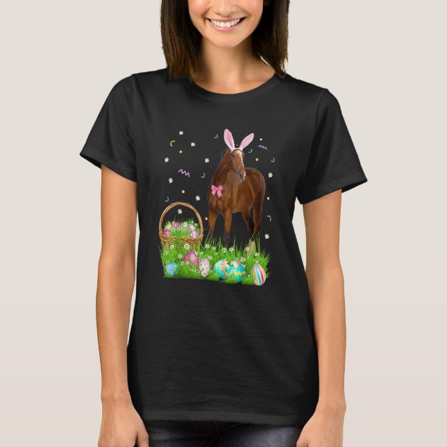 Camiseta Cute Horse Easter Day Bunny Eggys Pascua De Pascua (Anverso)