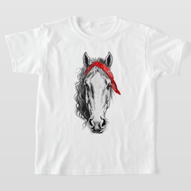 Camiseta Cute Horse lleva la Bandana Roja occidental (Distribución)