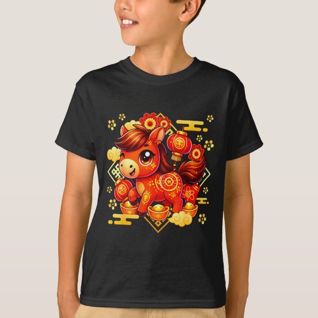 Camiseta Cute Horse Lunar Chinese New Year 2026 Men Women K (Anverso)
