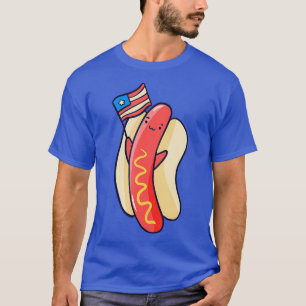 Camiseta Cute Hotdog American Flag Estados Unidos Funny 4 D