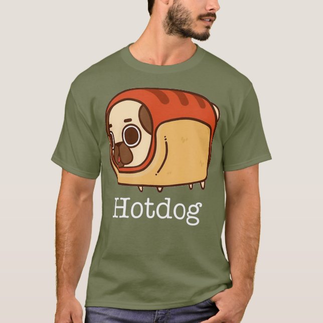 Camiseta Cute Hotdog Pug Pug Lover Foodie Graciosa Comida c (Anverso)