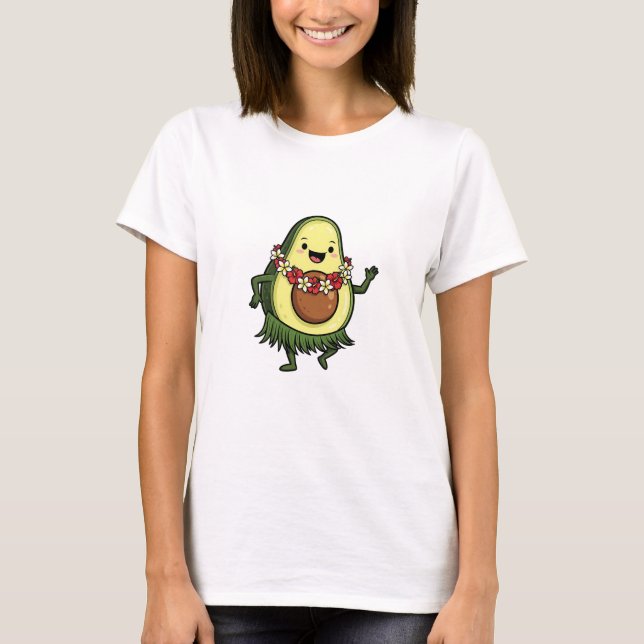 Camiseta Cute Hula Avocado Character Dancing (Anverso)