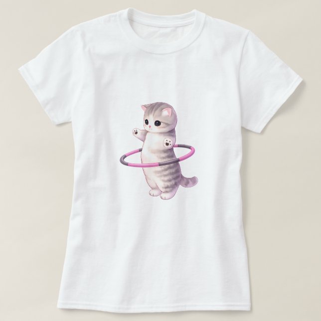 Camiseta Cute Hula Hoop Cat T-Shirt (Diseño del anverso)