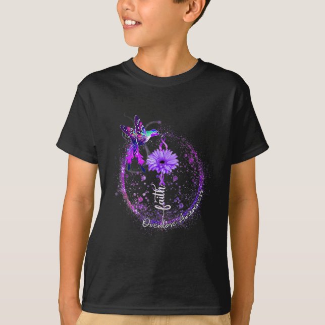 Camiseta Cute Hummingbird Holding Purple Ribbon Sobredosis  (Anverso)