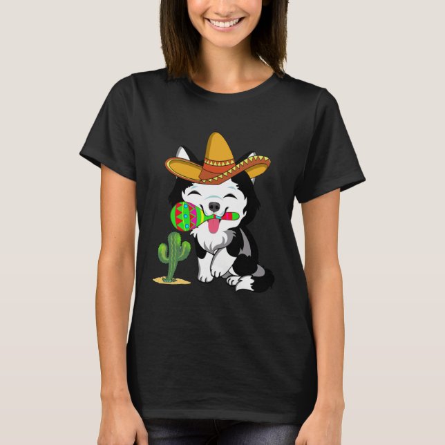 Camiseta Cute Husky Dog Cinco de Mayo 5th of May Celebratio (Anverso)