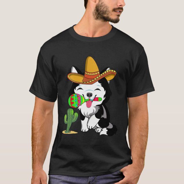 Camiseta Cute Husky Dog Cinco de Mayo 5th of May Celebratio (Anverso)