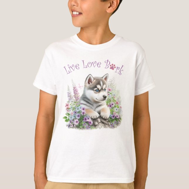Camiseta Cute Husky Dog Floral (Anverso)