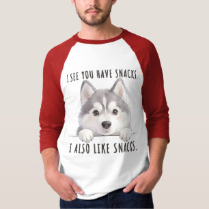 Camiseta Cute Husky Dog Snacks Quote Funny Minimalist