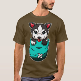 Camiseta Cute Husky En Bag Dog Lover